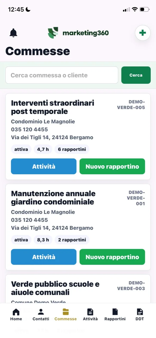 App mobile per gestione commesse e rapportini